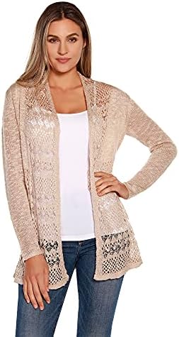 Women's Long Sleeve Crochet Knit Swing Cardigan