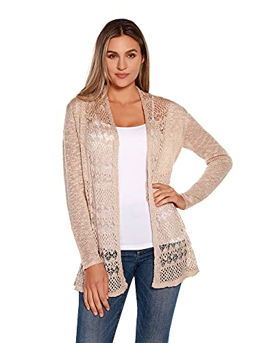 Women's Long Sleeve Crochet Knit Swing Cardigan #TOP1