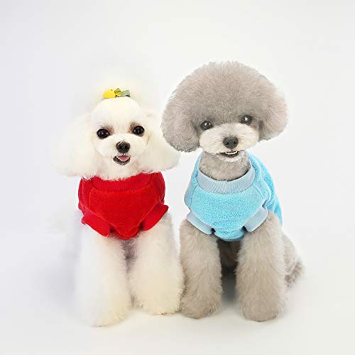 SMALLLEE_LUCKY_STORE Pet Fleece Jumper for Small Dogs Cat Girl Boy Cozy Soft Pullover Sweater Shirt Sweatshirts Warm Winter Coat Puppy Yokie Chihuahua Clothes Flower Pattern,Red,Size M - Image 4