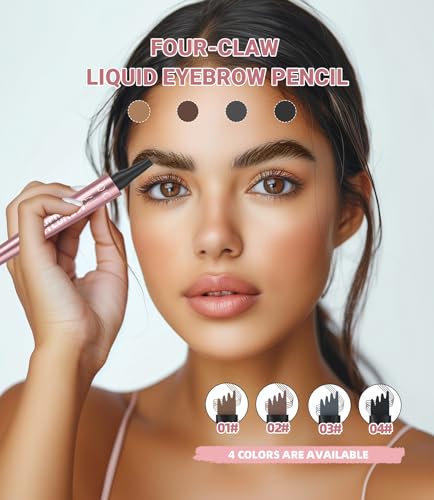 Magic Liquid Eyebrow Pencil - New 4 Tip Microblade Brow Pen, Natural Long-Lasting Hair-Like Defined Contouring Brows (# 03) - Image 4