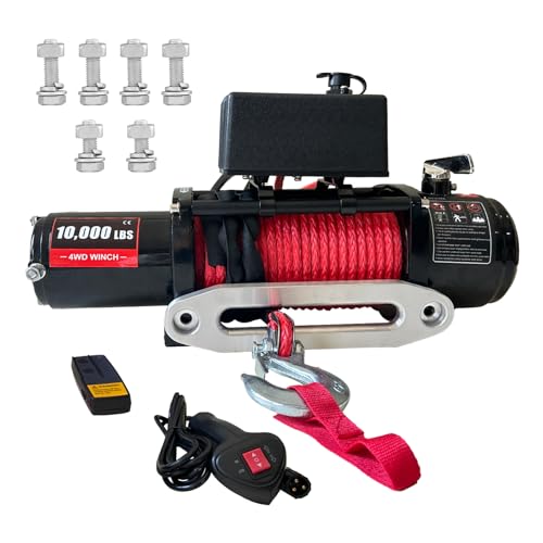 Winche eléctrico 10000LB con control inalámbrico y cuerda sintética