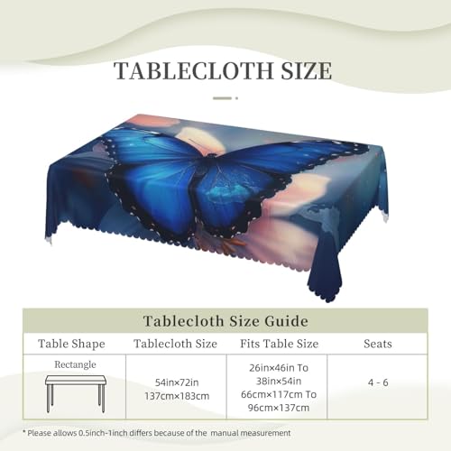 Nappe rectangulaire imprimée papillons bleus de qualité supérieure pour banquet