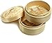Aurora Store Vaporiera cestelli per Cottura a Vapore in Legno Naturale di Bambu' Diametro 15 cm, Altezza Singolo cestello 5cm, Altezza Totale 13cm Bamboo