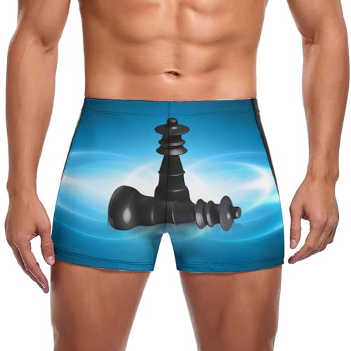 Maillot de bain échecs homme haut de gamme, boxer de bain noir au design chic et épuré
