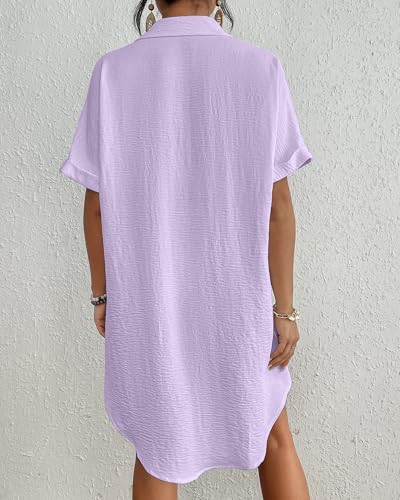 Image of Bsubseach Women Swimsuit Coverup Shirt Dress Button Down Bathing Suit Cover Up Beach Vacation Outfits