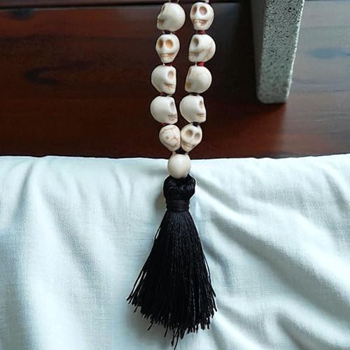 Kali Mund Mala Necklace Mahakali Rosary Carved Skull Mala (54+1 Beads, Weight 60 Gram, Circumference 66 CM) Prayer Skeleton Mala Tantra Mantra Kali sadhana Decor Yoga Healing Meditation Halloween4