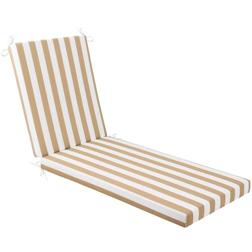 Image of YEFU Chaise Lounge Cushions Outdoor, 80x26x3 Cushion, Yellow Cabana Stripe