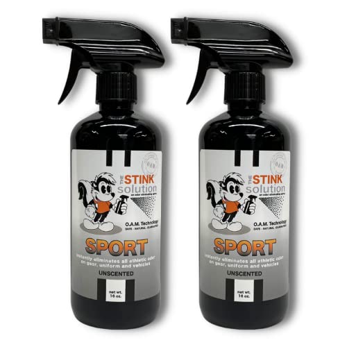 The Stink Solution Unscented Sports Odor Eliminating Spray For All Sports Equipment. Eliminates Nasty Odors from All Your Gports Sear and Exercise Equipment - 2 16 oz Bottles