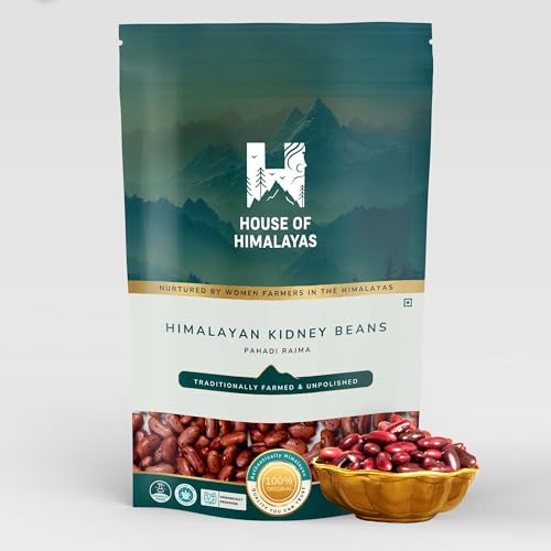 Image of House of Himalayas Pahadi Rajma 1Kg (500g x 2), Red Kidney Beans from Uttarakhand, Creamy Texture, Nutty Flavour, High Protein and Fibre, Organic and Unpolished