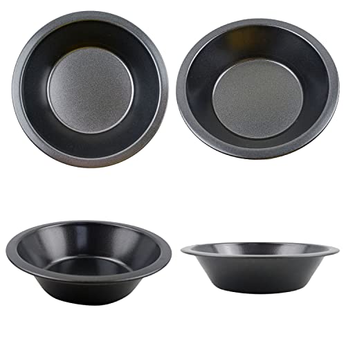 Mini Pie Pans 5 Inch, 4 Pieces Small Round Pot Pie Plates, Nonstick Carbon Steel Bakeware Set - for Baking Pies, Crust, Tarts, Black - Image 6