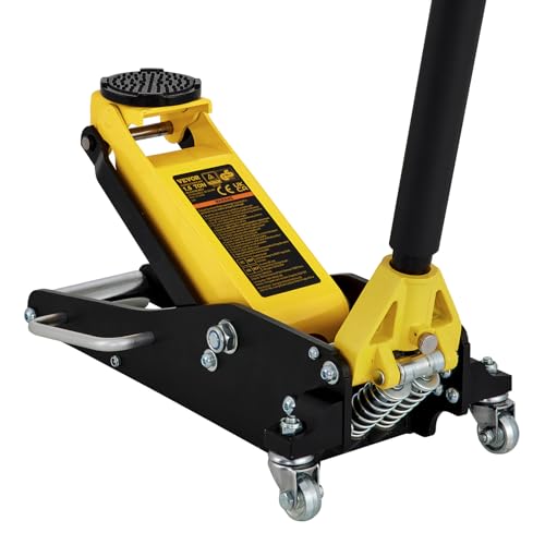 VEVOR Low Profile Floor Jack 1.5 Ton (3300 LBS), Aluminum and Steel Race Ground Elevator with Dual Pistons Quick Lift Pump Auto Repair Car Maintenance, Lifting Range 3-3/20"-14-10/27"