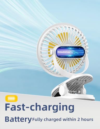 Image of UN1QUE Portable Fan,1800mAh Rechargeable Mini Table Fan,Small Desk Fan 3 Speed,Brushless Motor 3000RPM High Speed Usb Fan,Quiet Clip Fan for Office Kitchen Stroller Camping