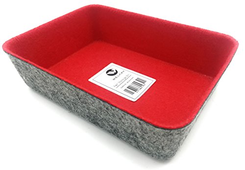 Welaxy Felt Drawer Organizer Bins for Makeup Cosmetic Jewelry Organizer Tray Bins Drawer Divider Storage bin(RED)