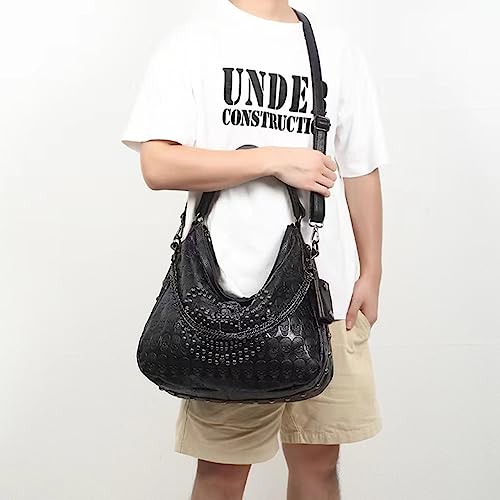 Bolso Satchel Grande Negro con Calaveras y Cadena miniatura 2