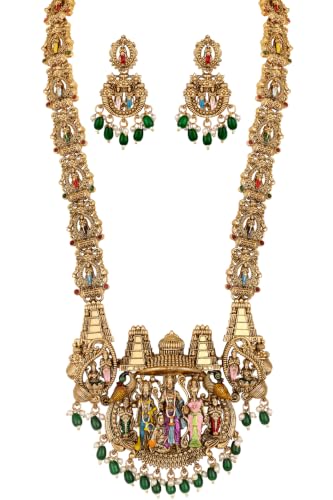 Image of Shining Diva Fashion Stylish Fancy Pearl Choker Traditional Jewellery Set for Women | Temple Necklace Set | Festive Wedding Party Necklace | 22k Gold Plated | Just Like Original Gold Jewellery