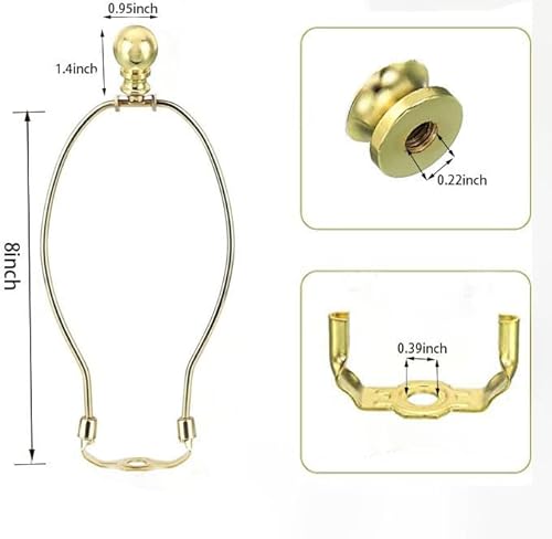 Woyttsysm 8 Inch Polished Brass Lamp Harp Holder With Lamp Finials And Standard Saddle Base ,1 Set Detachable Lamp Shade Bracket Holder thumb #2