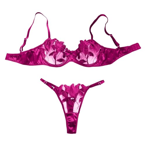 Soutien-gorge et culotte broderie florale ensemble lingerie sexy Saint-Valentin femme