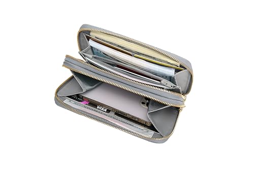 Image of Daisy Rose Dual Zipper Phone Clutch and Wallet for Women - RFID Blocking, PU Vegan Leather Multi-Card Organizer