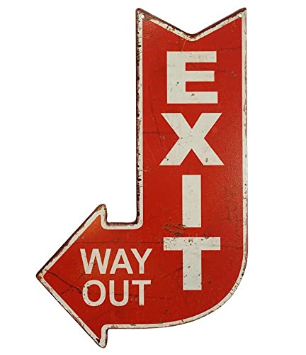 Cartaz de chapa com texto "EXIT WAY OUT" (40 x 25 cm)
