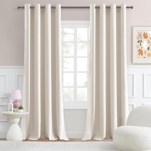 Image of Galaxy Home Decor Premium 100% True Blackout Eyelet Curtain for Long Door 8 Feet| Thermal Insulated Modern Plain Curtain for Living Room & Bedroom|Pack of 2, Beige