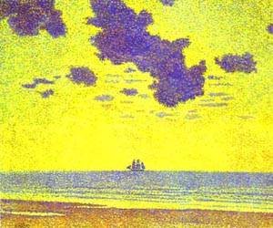 Peinture à l'huile Christiania Fjord Theo Van Rysselberghe pour décoration grand salon moderne