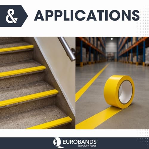 Eurobands 1BL23.42.0100/033A# Warnband selbstklebend – 100 mm x 33 m – Bodenmarkierungsband für Industrie, Lager & Maschinen – UV- & feuchtigkeitsbeständig