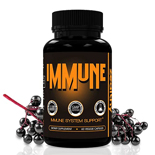 Immune Support Supplement, Elderberry Capsules with Vitamin D3, Vitamin C and Zinc for Immune Support, Immune Boosters for Adults
