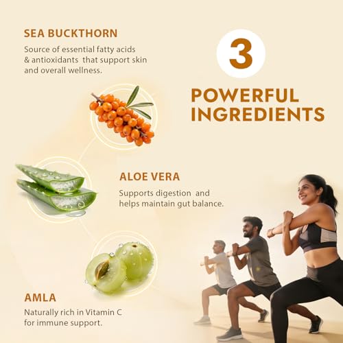 Image of Nutriorg Sea Buckthorn Aloe Vera Amla Juice, 500ml | Rich in Vitamin C, Omega 3-6-7-9 & Antioxidants | Immunity, Gut Health & Skin Glow | No Added Sugar | Ayurvedic Herbal Wellness Drink