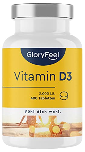 Vitamine D Zonnevitamine - 400 Tabletten (13 maanden) - 2000 IU Vitamine D3 per Supplement Capsule - Ondersteunt Botten, Tanden, Spieren, en het Immuunsysteem* - Geproduceerd in Duitsland