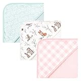 Hudson Baby Unisex Baby Cotton Rich Hooded Towels, Enchanted Forest, One Size