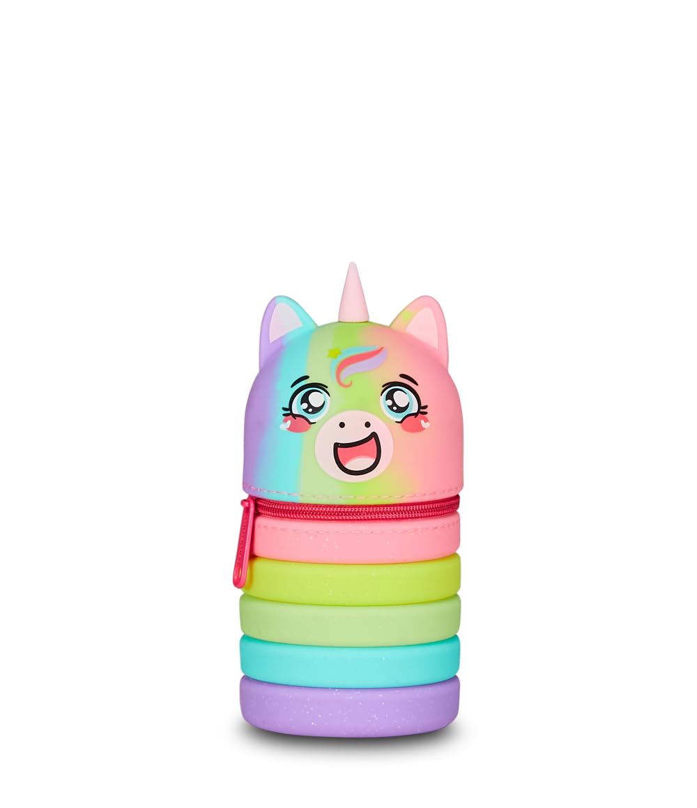 Mitama School Pencil Case Extendable Children – Multicoloured Unicorn Pencil Case – Zip Opening, Space Saving, Pink, Taglia Unica, Modern