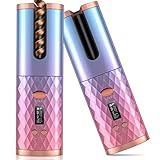 Automatic Curling Iron, Cordless Auto Hair Curler with 6 Temps & Timers, Rechargeable Ceramic Barrel Hair Curlers, Portable Rotating Curling Wave Wand Styling Tool, Auto Shut Off