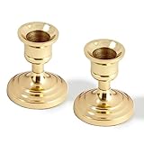 LampLust Brass Finished Taper Candle Holders, 3 Inches, Metal, Traditional Shape, Fits Standard Candlestick Diameters - Set of 2