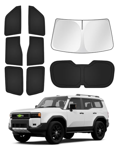 Image of Canvcle Sunshades for 2024 2025 2026 Toyota Land Cruiser Prado 250 Accessories Windshield Sun Shade Side Rear Window Shade Cover Sun Visor Shield Privacy Protection Keep Vehicle Cool Black 8PCS