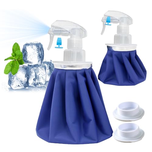 アイスバッグ スプレー付き 氷のう アイシング ２個セット(6+9 inch) 氷嚢 霧吹き 大口径 冷温両用 ミストスプレー付き アイシングバッグ 氷嚢 結露なし 水漏れ防止 氷バッグ ゴルフ スポーツ用 繰り返し利用 家庭常備品の商品画像（Amazon）