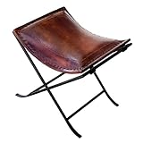 cuero Melton Leather Stool Side Stich Classical Side Stich Stool Bench (Brown)