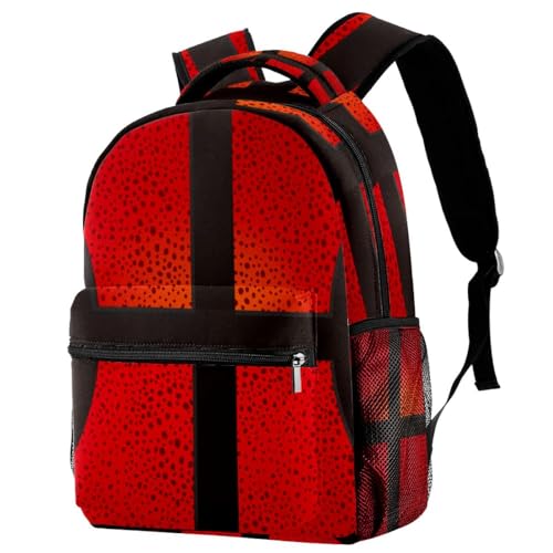 Sac à dos d'école basket-ball noir et rouge pour ados - 29.4x20x40cm
