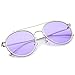 zeroUV Modern Metal Round Aviator Sunglasses With Crossbar Slim Arms And Colored Flat Lens 54mm (Silver/Purple)