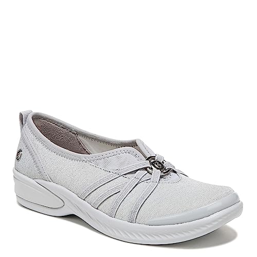 LifeStride BZees Womens Niche Slip-On Comfort Ballet Flat, Silver Glint, 9 Wide US2