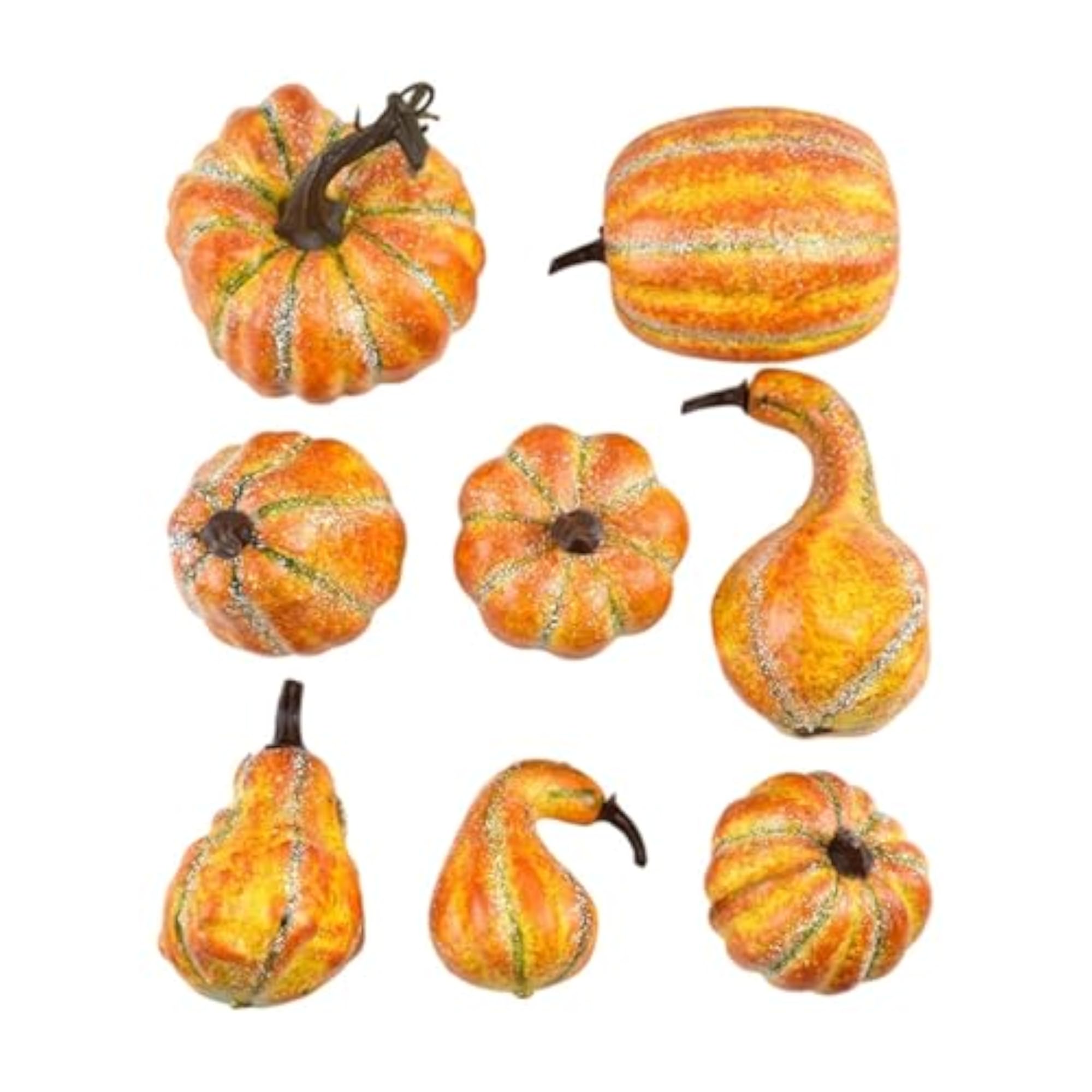 8Pcs Artificial Pumpkins Small Faux Pumpkins for Basket Fillers