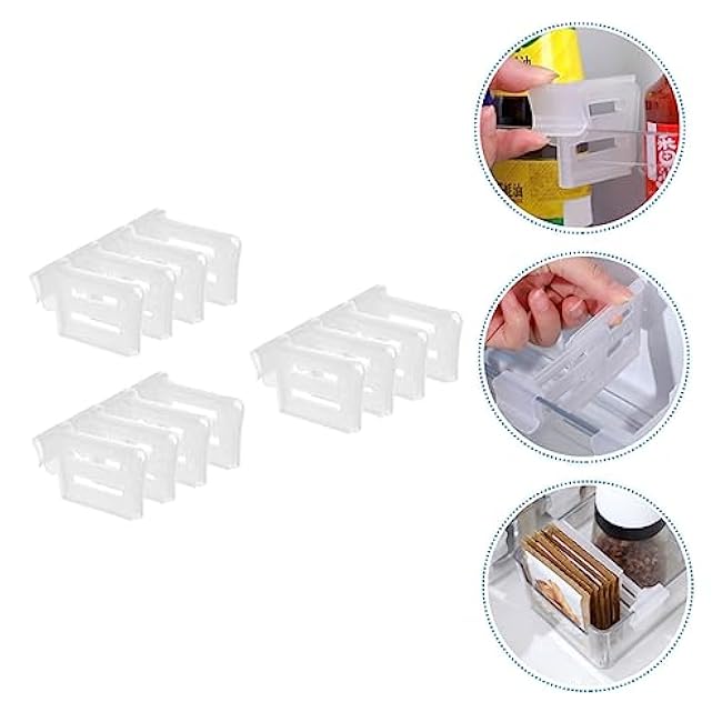 VALICLUD 12pcs Adjustable Refrigerator Drawer Dividers Expandable Fridge Shelf Organizers with Telescopic Lengthening Design for Kitchen Storage and Food Organization