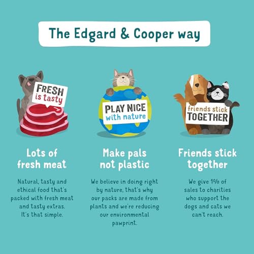 Edgard & Cooper Wet Food for Adult Dogs Pasztet Psy Bio Bez Zbóż Kubki 100 g x 17 Indyk Biologiczny, Smaczne i Zbilansowane Zdrowe Karmienie, Świeże Mięso