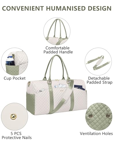 Image of Women Weekender Travel Duffle Bag: Travel Duffel Overnight Bags with Shoe Compartment Large Carry on Tote with Toiletry Bag Weekend Traveling Yoga Gym Hospital Bag for Women with Wet Pocket