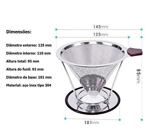 COADOR DE CAFÉ POUR OVER REUTILIZÁVEL EM INOX COM BASE DESTACÁVEL IloveCoffee
