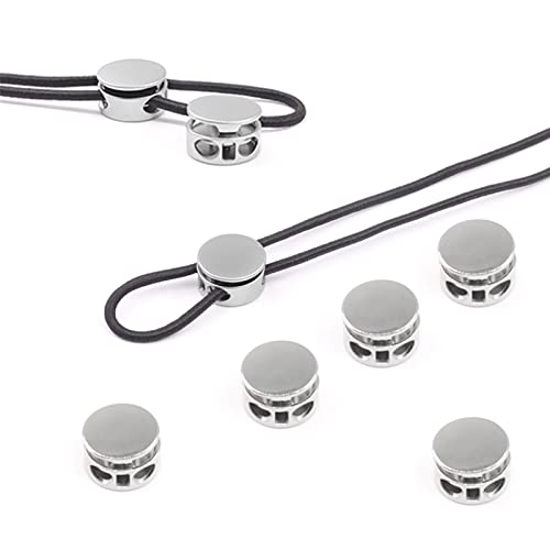 Rhsemi 40 Pcs Metal Round Cord Locks,Adjustable Buckle Drawcord Elastic Buckle, For All Kinds Of Draw Ropes And Ropes, Shoelaces, Bag Straps, Elastic Cords.(Silver) #TOP5