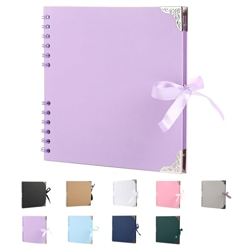 SHUBEIEUMI Álbum de Fotos Scrapbook, Álbum de Fotos Scrapbooking DIY 19.5x19.5 cm Papel Kraft Rígido, De 30 Páginas Albumes De Recortes, para Anniversary Cumpleaños(Morado)