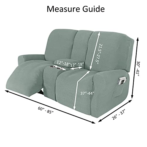 NILUOH Reclining Loveseat with Console Slipcover, 8-Piece Stretch Jacquard Recliner Cover 2 seat Loveseat Recliner Sofa Cover Non Slip Recliner Couch Cover with Storage Pocket (Dark Grey) - Thumbnail 3