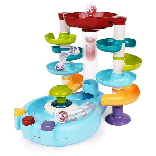 4 Layer Ball Drop Toy and Roll Swirling Tower for Baby and Toddler Toy Busy Ball Popper Toy Ball Activity Toy with Music Lighting,Ball Run Ramp for Baby Learning Preschool Educational Toy
