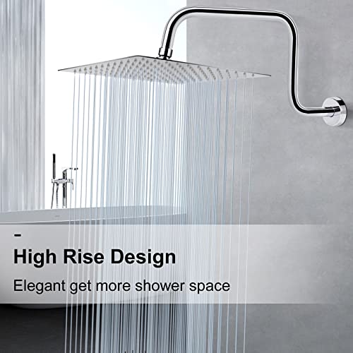 NearMoon S Shape Shower Extension Arm with Flange, Stainless Steel High Rise Shower Head Extender Pipe, Horizontal Extension Standard 1/2" Connection- Bathroom Accessory, 16 Inch (Chrome Finish) by NearMoon - Used condition - Image 7