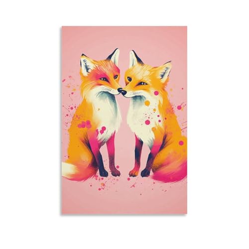Toile deux renards moderne pour une décoration murale poétique de votre maison